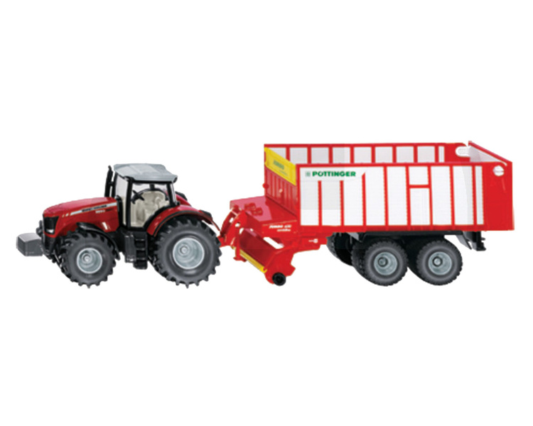 Siku 1985 Traktor Massey Ferguson z przyczepą Pöttinger Jumbo 1:50