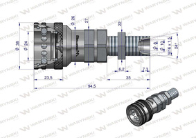 Szybkozłącze hydrauliczne gniazdo long M16x1.5 gwint zewnętrzny EURO (9100816GL) (ISO 7241-A) Waryński