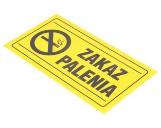 Tablica ostrzegawcza plastikowa żółta ZAKAZ PALENIA 12x22 cm