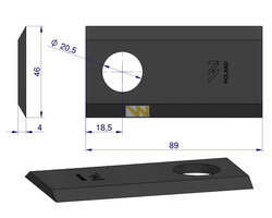 Nóż. nożyk kosiarka 89X46X4mm otwór 20.5 2220-101A JF-Stoll WARYŃSKI