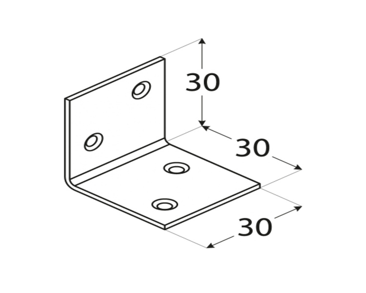 Kątownik szeroki łącznik meblowy 30x30x30x1,5 dmx