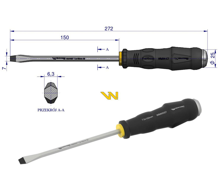 Wkrętak do pobijania 7.0x150mm Waryński