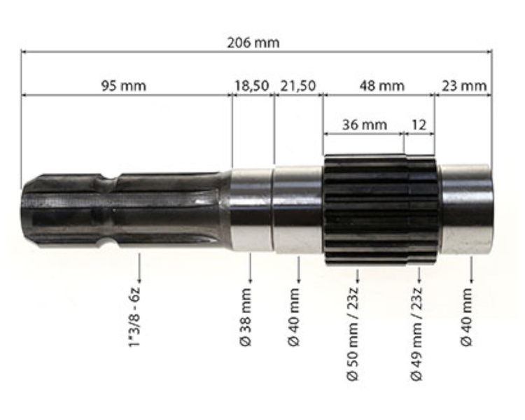 Wałek WOM Valmet Valtra 206mm 23 zęby 30324300