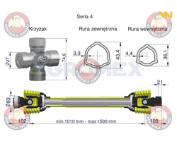 Wał przegubowo-teleskopowy 1010-1500mm 460Nm 50270 CE seria 4 WARYŃSKI