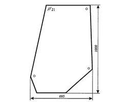 szyba do ciągnika Massey Ferguson 274 284 294 377 387 397 675 690 698 699 1004 1007 1014 1024, Landini - drzwi (766) 3301845M4