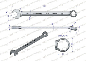 Klucz płaskooczkowy extra długi 30mm dł 404mm standard ASME B107.9M Waryński