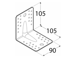 Kątownik łącznik z przetłoczeniem 105x105x90x1,5 dmx