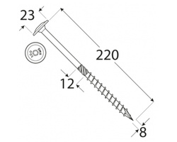 Wkręt ciesielski z łbem talerzowym 8x220 Domax DMX