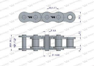 Łańcuch rolkowy wzmocniony przemysłowy 16BH-1 (R1 1) 5m Wary