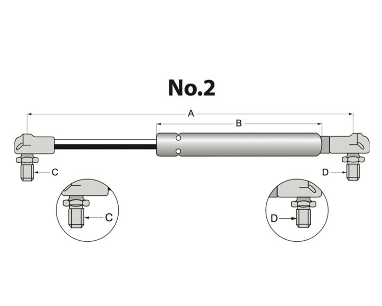 siłownik amortyzator gazowy A=380 B=185 F=260N drzwi JCB 3CX 4CX 331/14573