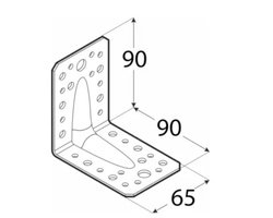 Kątownik łącznik z przetłoczeniem 90x90x65x2,0 dmx