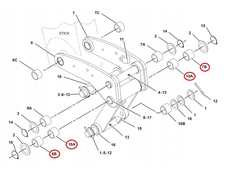 tuleja ramienia stick CAT 9R0170