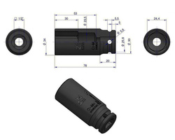 Nasadka udarowa sześciokątna długa 1/2" 24 mm Waryński