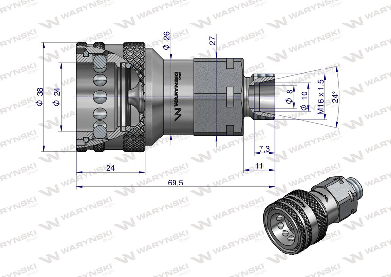 Szybkozłącze hydrauliczne EURO gniazdo M16x1.5 gwint zewnętrzny