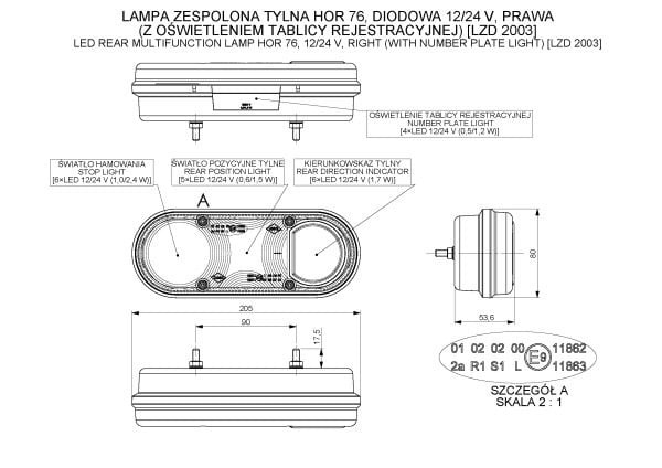 lampa LED zespolona tylna prawa LZD2005 Horpol