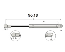 siłownik amortyzator gazowy A=320 B=155 F=110N