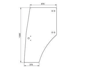szyba do ciągnika Deutz-Fahr, Same - drzwi lewe bezbarwna 0.009.7700.0/40