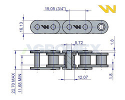 Łańcuch rolkowy 12B1 52 ogniwa 991mm Bizon 5040995840 Waryński