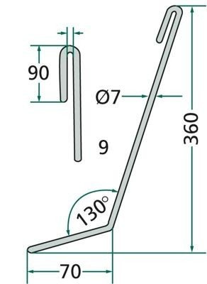 Palec zagarniający siewnika Amazone II prawy 3755300