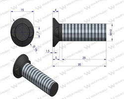 Śruba kpl. płużna dwunoskowa M10x35 mm kl.10.9 Waryński