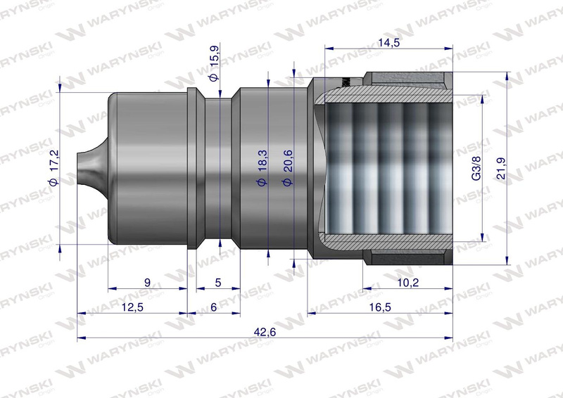 Szybkozłącze hydrauliczne wtyczka G1"BSP gwint wewnętrzny ISO 7241-A Waryński 