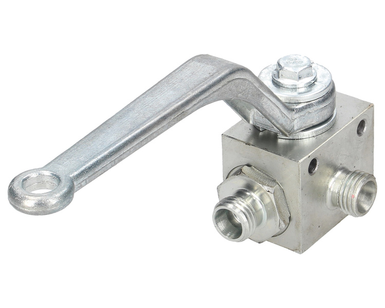 Zawór kulowy hydrauliczny 3-drogowy 3/2 M14x1.5 08L z otworami mocującymi 500 bar Waryński 