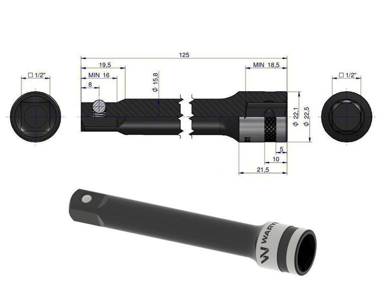 Przedłużka 1/2" 125mm Waryński