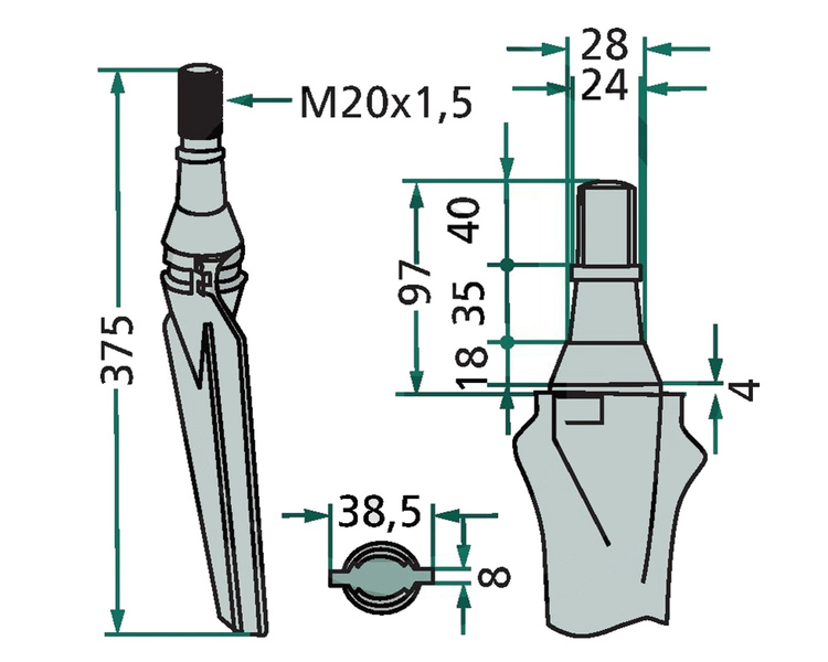 Ząb brony aktywnej lewy Lely 375mm 180RH-79-L