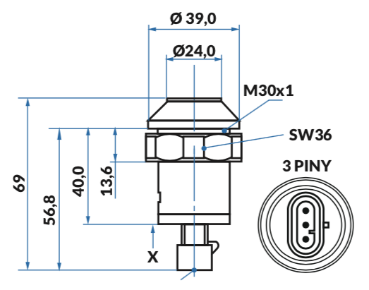 przycisk, włącznik hydrauliki Claas, Renault 11026430, 21582210