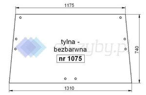 szyba Case 644 743 744 745 844 946 1046 955 1055 1255 1455 kabina Fritzmeier Cockpit - tylna 3221542R1 (1075)