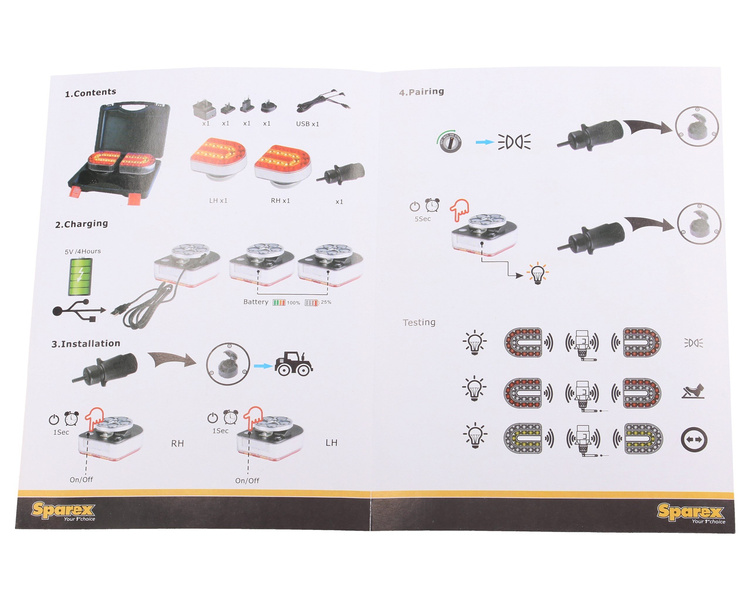 zestaw lamp LED tylnych bezprzewodowy 12V, 24V na magnes CONNIX w walizce