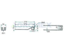 Palec przetrząsaczo-zgrabiarki karuzelowej 06580456 DEUTZ-FAHR