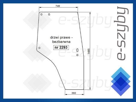 szyba MF serie 4200 4300 - drzwi prawe bezbarwna 3825690M1 (2293)