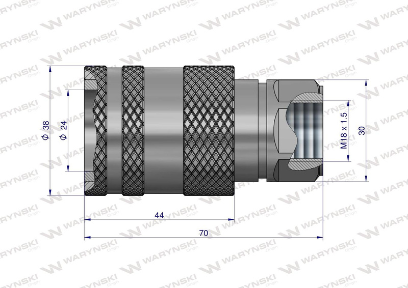 Szybkozłącze hydrauliczne EURO PUSH-PULL gniazdo M18x1.5