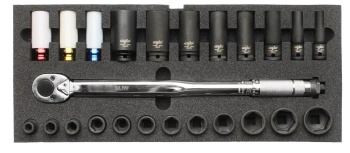 Wkład do skrzynki - zestaw nasadek udarowych 1/2" 6-kąt, klucz dynamometryczny 1/2" MJW