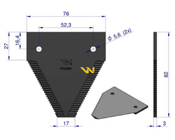 Nóż żniwny 82x76x2.8mm otwór 5.5 D44100000N Case-IH Massey Ferguson WARYŃSKI