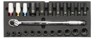Wkład do skrzynki - zestaw nasadek udarowych 1/2" 6-kąt, klucz dynamometryczny 1/2" MJW