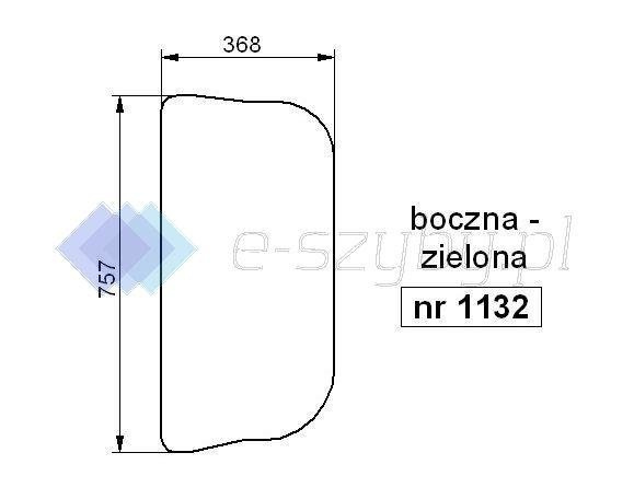 szyba New Holland T 3010 3020 3030 3040 - boczna zielona (lewa, prawa) (1132)