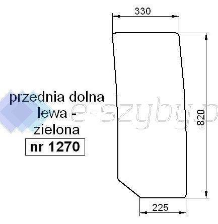 szyba STEYR Kompakt 360 370 375 485 495 4065 4075 4085 4095 - przednia dolna lewa (1270)