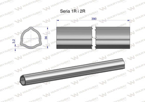 Rura wewnętrzna Seria 2R zewnętrzna Seria 1R do wału 510 przegubowo-teleskopowego 36x3.2 mm 390 mm WARYŃSKI [WR2321390]