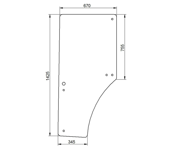 szyba do ciągnika John Deere - drzwi prawe L213355 (1039)