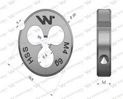 Narzynka przemysłowa M4 ze stali HSS DIN22568 Warynski