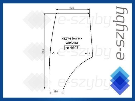 szyba MF Massey Ferguson 3615 3625 3635 3645 nowa kabina - drzwi lewe VA206265, VA431589 (1607)