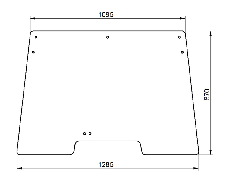szyba do ciągnika Deutz-Fahr - przednia zielona 04383606 (1553)