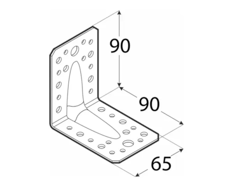 Kątownik łącznik z przetłoczeniem 90x90x65x1,5 dmx