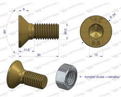 Śruba kpl. M12x30 - imbus 10 DIN7991 Waryński