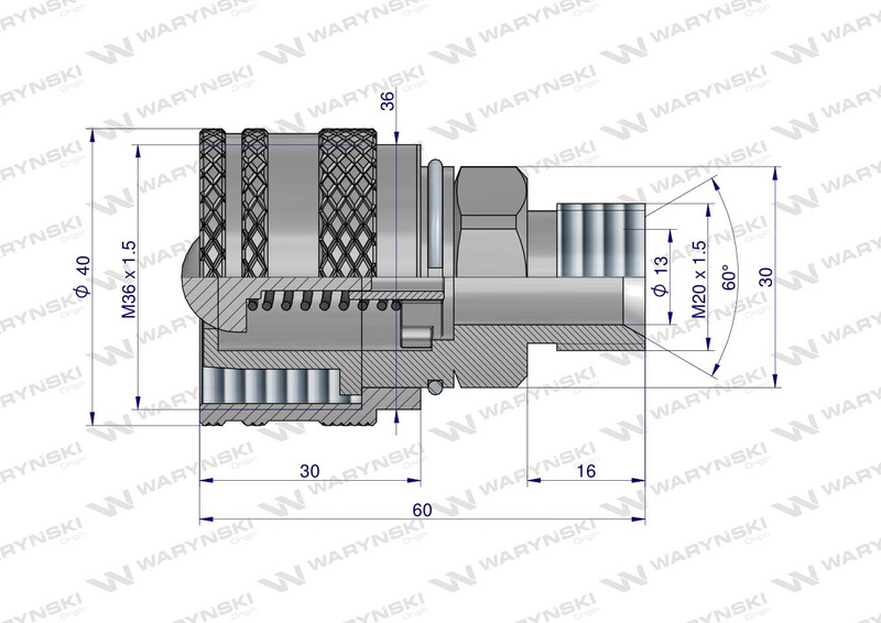 Zawór wtyczka M20x1.5 skręcane (ZSR6M20WTK) Waryński 