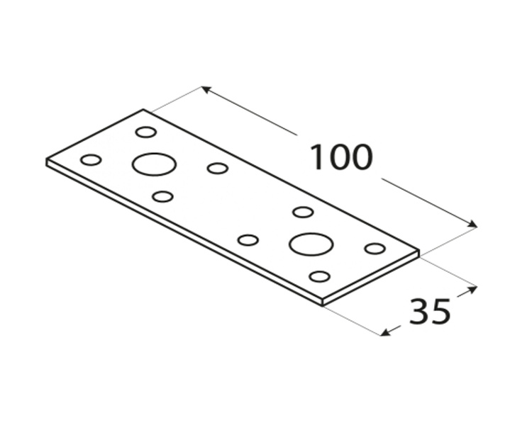 Łącznik ciesielski płaski płyta perforowana 100x35x2,5 LP1 domax