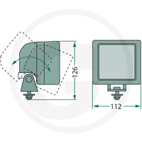 lampa robocza uniwersalna H3 do ciągnika, koparki, wózka widłowego 100x112mm