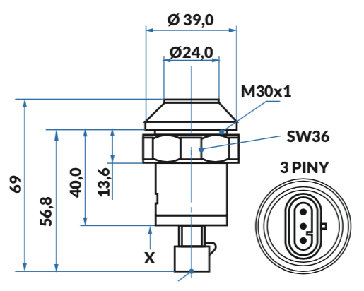 przycisk, włącznik hydrauliki Claas, Renault 11026420, 21582220